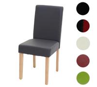 Chaise de salle à manger Littau, chaise de cuisine, similicuir gris mat, pieds clairs