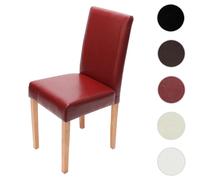 Chaise de salle à manger Littau, chaise de cuisine, similicuir rouge, pieds clairs