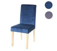 Chaise de salle à manger Littau, chaise de cuisine, velours essence, pieds clairs Bleu