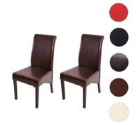 2x Chaise de salle à manger Chaise M37 cuir, marron, pieds foncés Multicolore