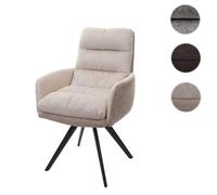 Chaise de salle à manger HWC-G66 pivotante Auto-Position tissu/textile crème, avec accoudoirs