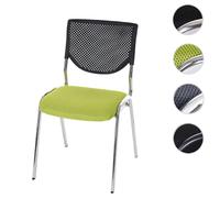 Chaise visiteur T401, chaise de conférence empilable, tissu/textile siège vert, pieds chromés