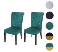 Mendler Chaises à manger HWC-D22 Velours Vert foncé
