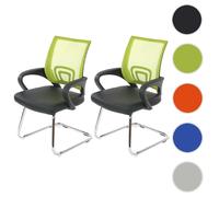 Mendler Lot de 2 chaises visiteurs Ancona simili-cuir vert