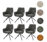 Lot de 6 chaises de salle à manger HWC-G67, chaise de cuisine avec accoudoirs, pivotante Auto-Position, chenille Oeko-Tex MVG gris foncé