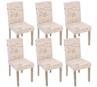 Mendler 6X Chaise de séjour Littau - Tissu crème, Pieds Couleur chaîne