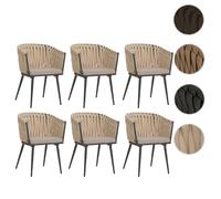 Mendler Chaises HWC-N38 aluminium – accoudoirs, corde oléfine crème, coussin marron clair – Lot de 6