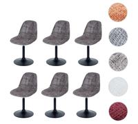 Lot de 6 chaises de salle à manger HWC-A60, chaise de cuisine chaise pivotante, acier MVG tissu/textile chenille (465g/m²) marron