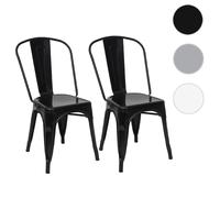 2x chaise de bistro HWC-A73, chaise empilable, métal, design industriel noir