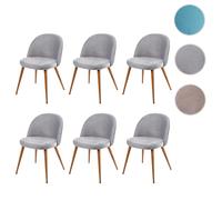 6x chaise de salle à manger HWC-D53, fauteuil, style rétro années 50, en velours gris clair
