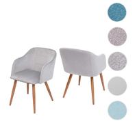 2x chaise de séjour, salle à manger HWC-D71, fauteuil, design rétro, accoudoirs, tissu velours gris clair