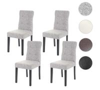 4x chaise de salle à manger HWC-E58, fauteuil tissu gris, pieds foncés