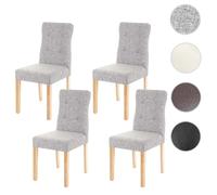 4x chaise de salle à manger HWC-E58, fauteuil tissu gris, pieds clairs