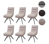 Lot de 6 chaises de salle à manger HWC-G66, chaise de cuisine pivotante Auto-Position tissu/textile crème