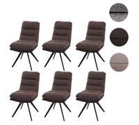 Lot de 6 chaises de salle à manger HWC-G66, chaise de cuisine chaise, pivotante Auto-Position tissu/textile brun-brun foncé Multicolore