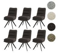 Mendler Lot de 6 chaises de Salle à Manger HWC-G66 Bouclé MVG Gris foncé