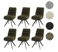 Lot de 6 chaises de salle à manger HWC-G66, chaise de cuisine, pivotante Auto-Position Tissu/Textile Bouclé MVG vert