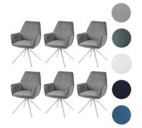 Lot de 6 chaises de salle à manger HWC-G67, chaise de cuisine Accoudoir, pivotant Auto-Position, velours gris foncé, inox
