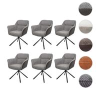 Lot de 6 chaises de salle à manger HWC-K33, chaise de cuisine, pivotante Auto-Position, tissu/textile similicuir, gris-gris foncé