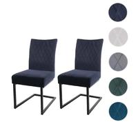 Mendler Chaises HWC-L15 Lot de 2 - Anthracite-Bleu