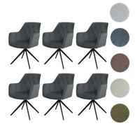 Mendler Chaises HWC-L80 rembourrées avec accoudoirs pivotantes métal/tissu anthracite - Lot de 6