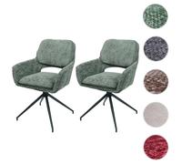 Lot de 2 chaises de salle à manger HWC-N74, chaise de cuisine, pivotante Auto-Return, tissu chenille (490g/m²) Öko-Tex vert Vert