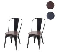 Mendler – Chaise de salle à manger HWC-H10e – métal, similicuir Chesterfield – noir/marron lot de 2