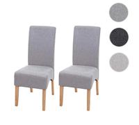 2x chaise de salle à manger Latina, chaise de cuisine, tissu/textile gris clair, pieds clairs