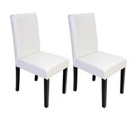 Lot de 2 chaises de séjour Littau cuir reconstitué blanc, pieds foncés