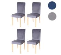 Mendler Chaises Littau, velours - Gris (Lot de 4)