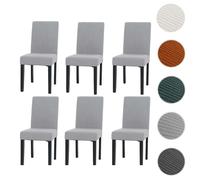 Lot de 6 chaises de salle à manger Littau, chaise de cuisine à dossier haut, tissu/textile Velours Bois gris clair, pieds foncés