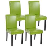 Lot de 4 chaises de séjour Littau simili-cuir, vert, pieds foncés