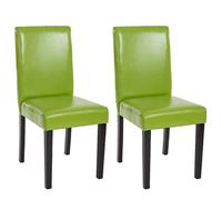 Lot de 2 chaises de séjour Littau simili-cuir, vert, pieds foncés