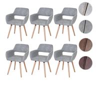 6x chaise de salle à manger HWC-A50 II, fauteuil, design rétro des années 50 tissu, gris béton