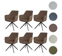 Lot de 6 chaises de salle à manger HWC-L80, chaise de cuisine rembourrée chaise avec accoudoirs, pivotante, métal tissu/textile marron