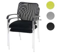 Lot de 2 chaises de conférence / visiteur Tulsa, empilable, tissu siège noir, dossier noir