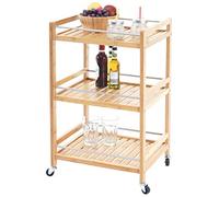 Mendler Chariot de service HWC-D91 – Bambou 76 x 46 x 38 cm
