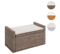 Mendler Coffre de rangement en rotin - Gris