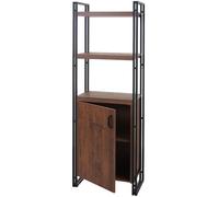 Bibliothèque Hwc-A27, 165x55cm, Compartiment Avec Porte, Aspect Chêne Multicolore