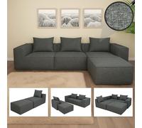 Mendler Combinaison de canapés HWC-O54 63x270x190cm Gris foncé