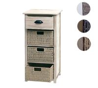 Commode HWC-K84 avec paniers, armoire à tiroirs, bois 83x40x29cm naturel, paniers marron clair