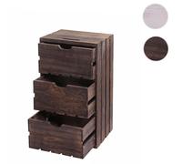 Commode HWC-C62, commode en bois, aspect miteux vintage 3 tiroirs 53x32x26cm marron