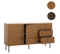 Commode HWC-N78, Sideboard, 3 tiroirs 2 portes, style scandinave métal bois mélamine MVG 85x150x40cm ~ naturel