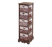 Commode / étagère 5 paniers, 25x28x90cm, shabby, vintage marron