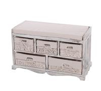 Mendler Commode 5 tiroirs bois - Blanc