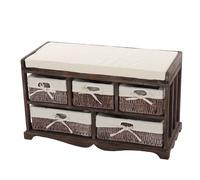 Commode / banc, 5 paniers, 77x36x45cm, shabby, vintage marron