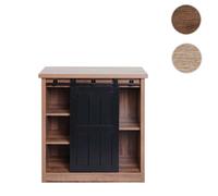 Commode HWC-K75, armoire étagère, porte coulissante 5 compartiments de rangement, aspect bois métal industriel 84x80x40cm brun
