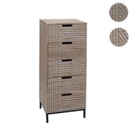 Commode HWC-N90, armoire Highboard, design 3D 5 tiroirs bois métal 84x35x29cm naturel
