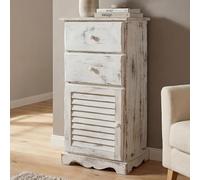 Mendler Commode/Armoire, 2 tiroirs, 1 Porte, 40x32x80cm, Shabby, Vintage - Blanc