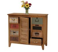 Mendler Commode de pharmacien HWC-O63 Vintage Shabby Volet 80x91x40cm Corps Naturel